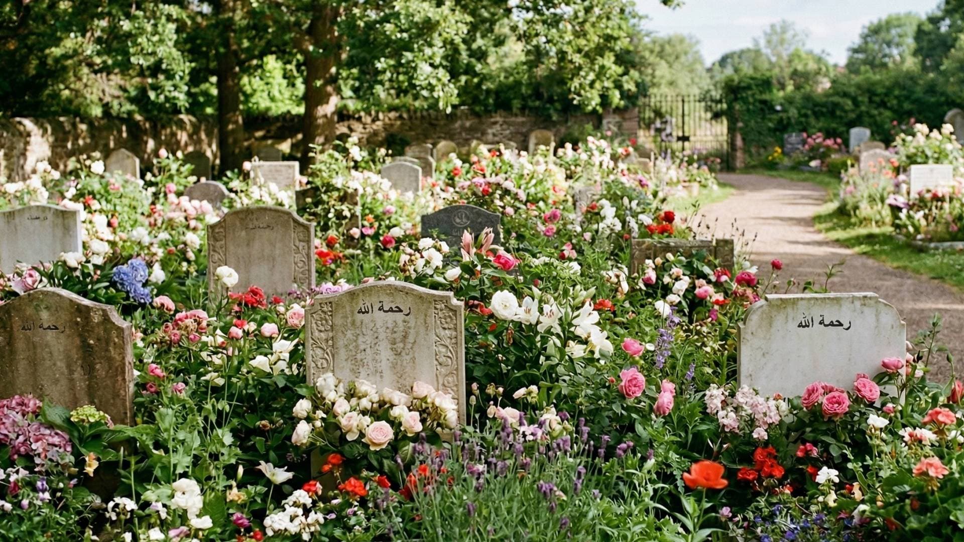 ألوان الحياة تحتضن سكون الموت، وقبور غزة تتزين بالزهور